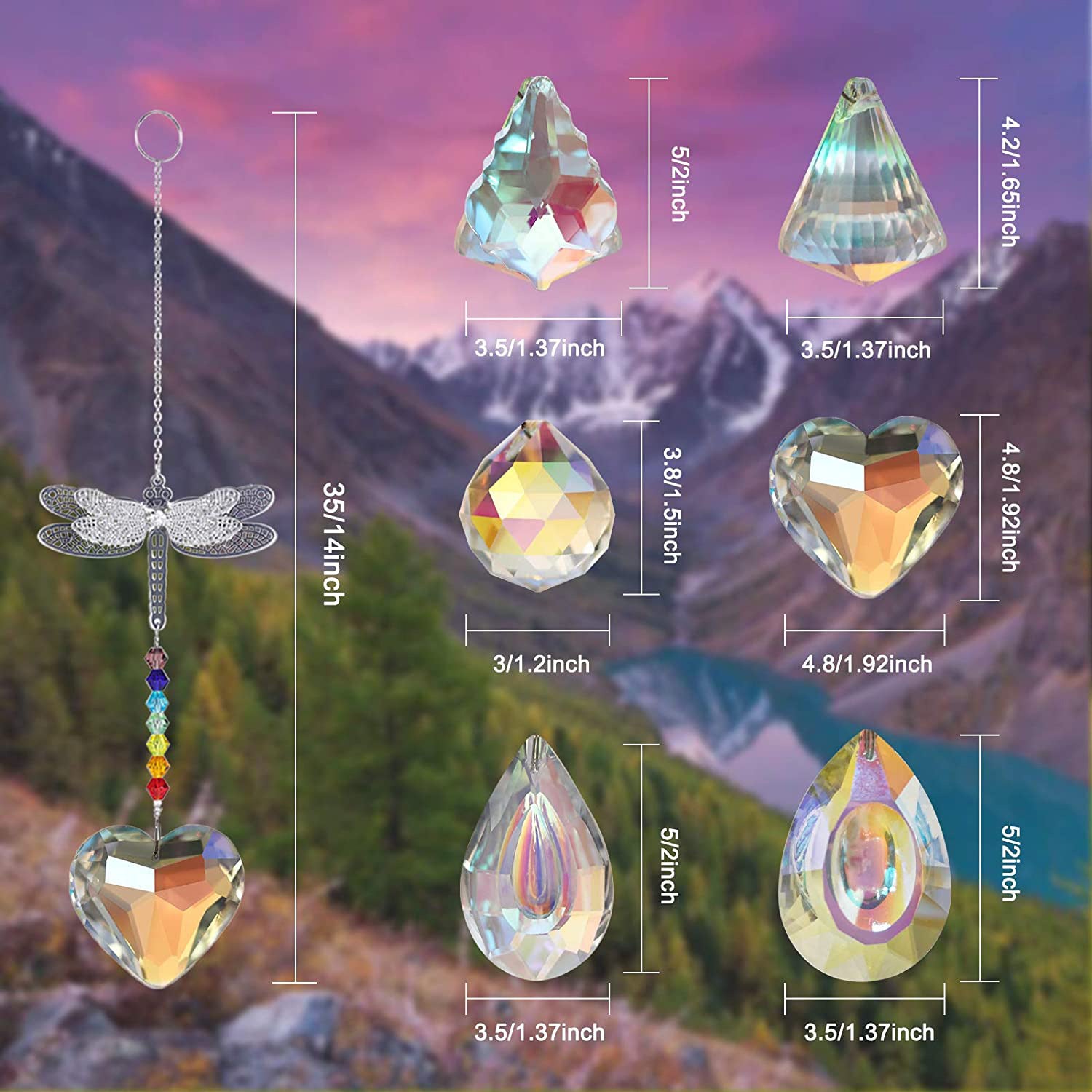 Wholesale Crystal Ball Prism Rainbow Maker Butterfly Dragonfly Pendant